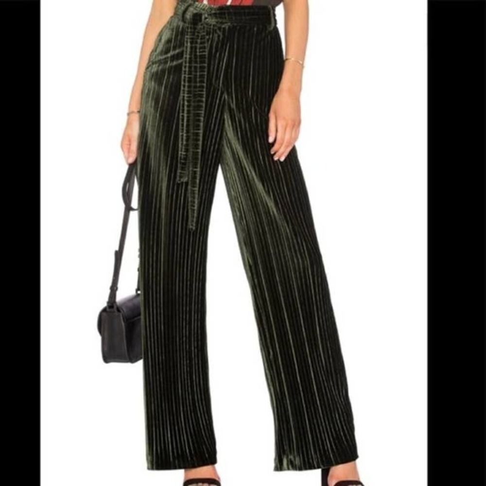 Line + Dot Velvet Pleated Pants Sz L
